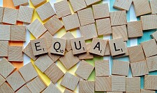 Holzspielsteine mit dem Wort Equal
