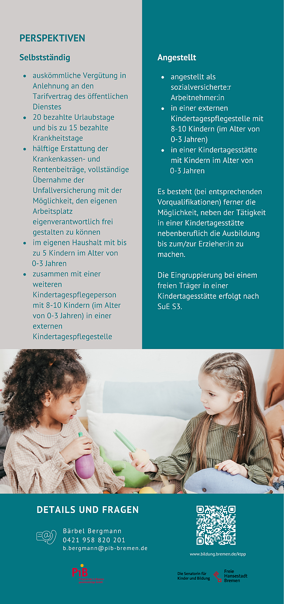 Kindertagespflegeperson Auflistung selbstständig und angestellt 