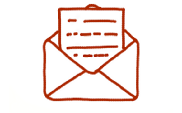 gezeichneter roter geöffneter Briefumschlag