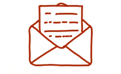 gezeichneter roter geöffneter Briefumschlag