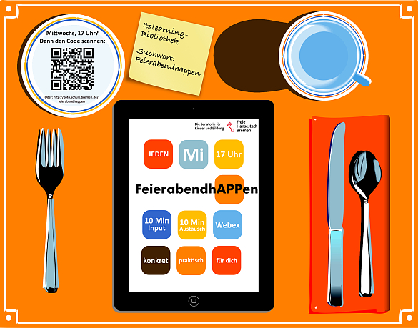 Ein Platzset mit Tasse und iPad.