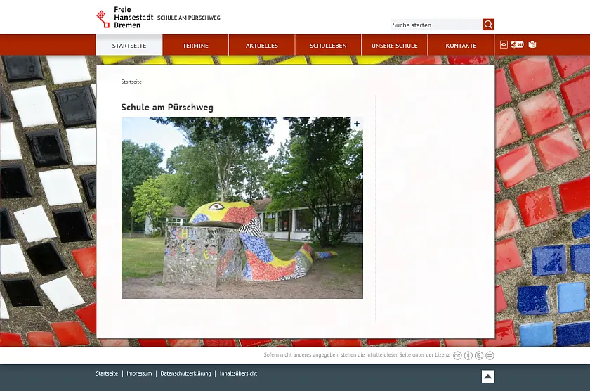 Bildschirmfoto der Homepage der Schule am P&uuml;rschweg