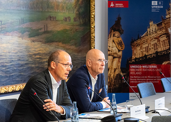Senator Rackles und Staatsrat Klieme im Rathaus Bremen