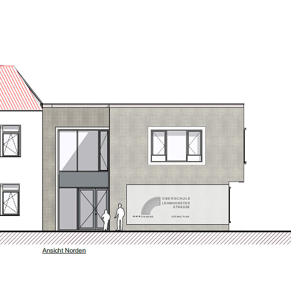 Bauma&szlig;nahme Oberschule an der Lehmhorster Stra&szlig;e: Ansicht von Norden